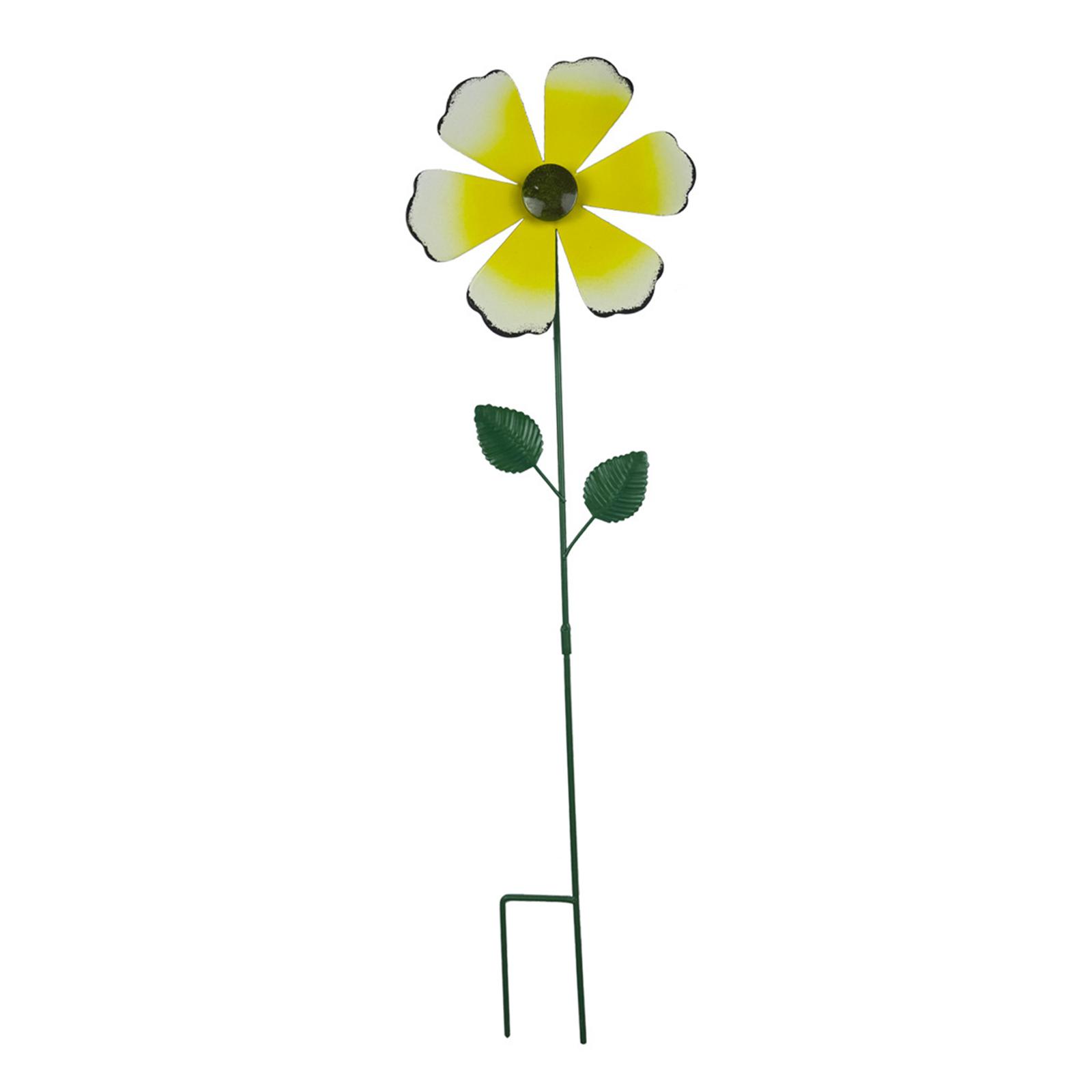 

Metal Flower Garden Stake Windmill Sculpture Ornament Art Spring Decoration for жёлтый