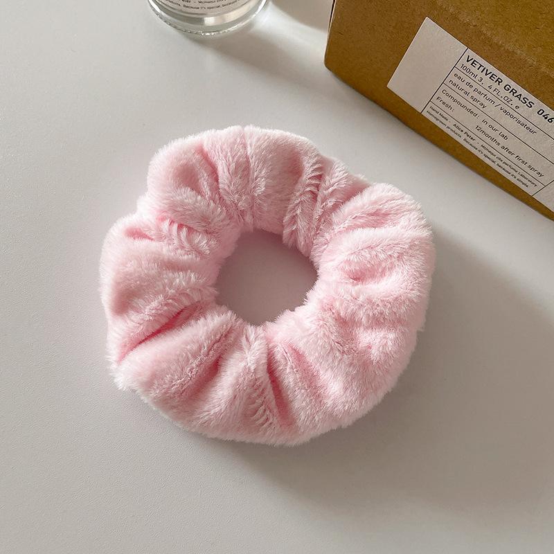 Autumn Winter Cute Plush Hairbands Girls Warm Soft Hair Scrunchies Cute Plush Elastic Multicolor Rubber Band Loop Accessories
