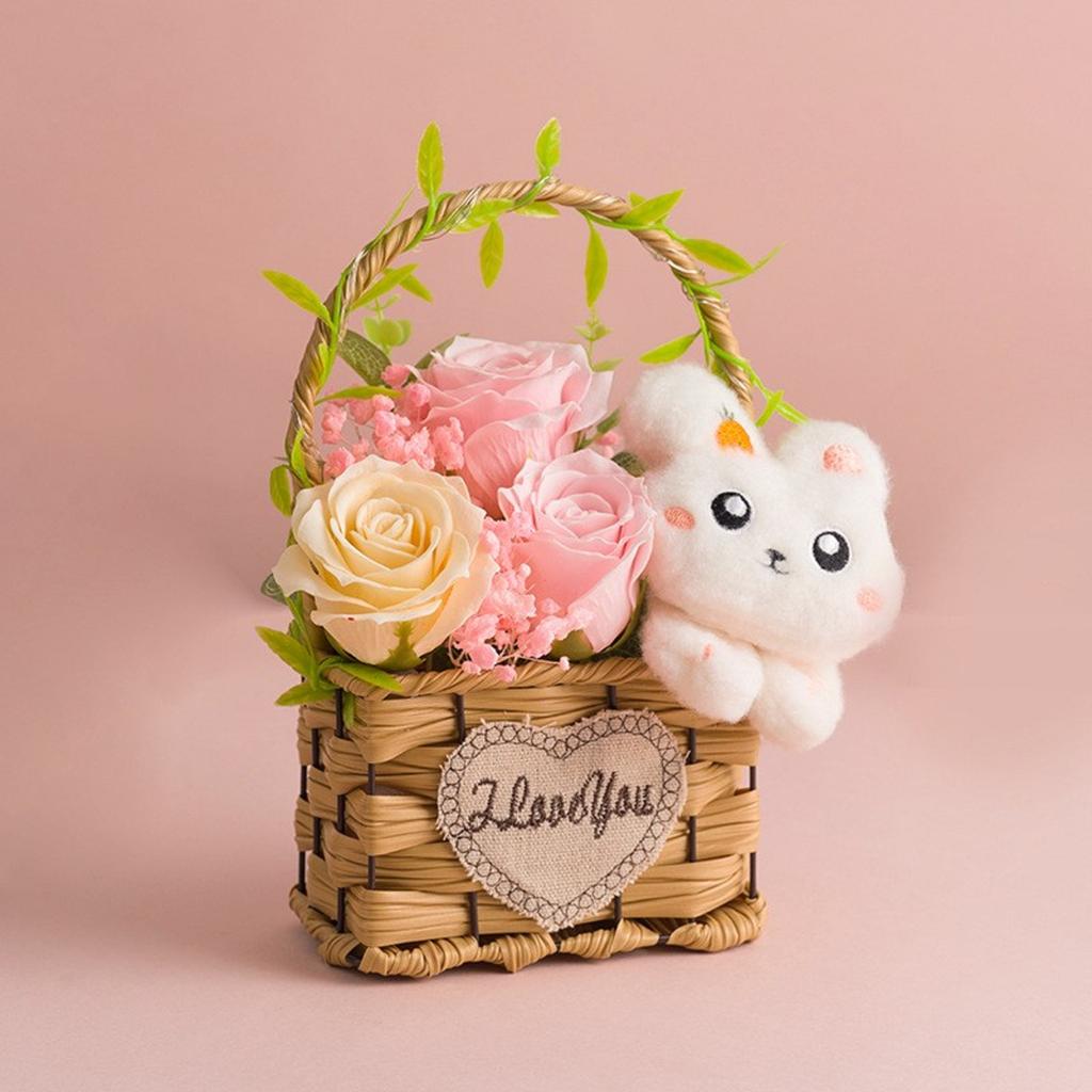 Birthday Gift Simulation Plastic Rose Flower Basket