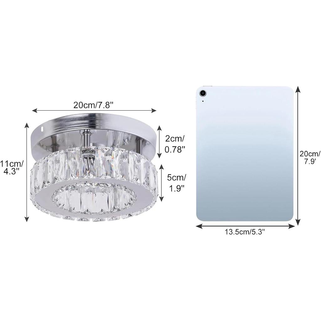 Modern Crystal Chandelier Small LED Crystal Ceiling Light for Dining Room Bedroom Living Room Hallway (Cool White)