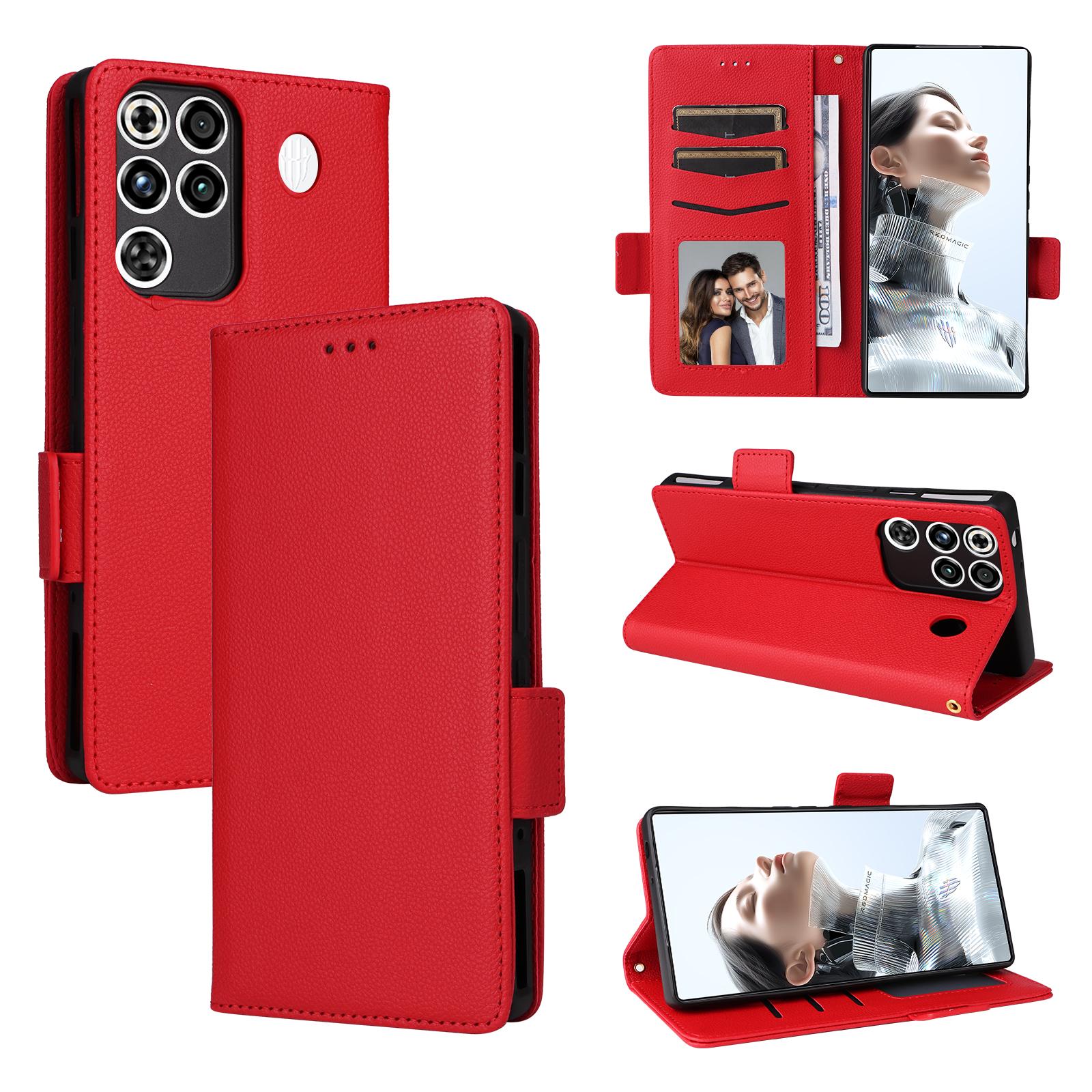 

Чохол-книжка для ZTE nubia RedMagic 11 Pro/Red Magic 11 Pro+ Plus з PU шкіри, захист всього корпусу [Блокування RFID], чохол-гаманець червоний