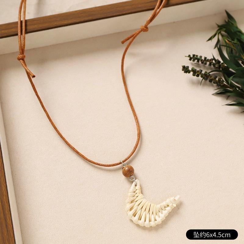 

Богемное отпускное ротанговое ожерелье, нишевый дизайн, плетение, длинные приморские аксессуары, цепочка для свитера, женское