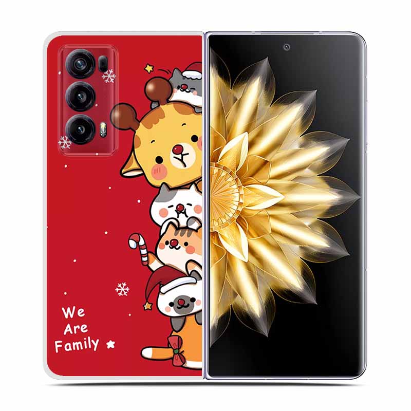 For Honor Magic V2 Case VER-AN1 Christmas Cute Clear Hard Plastic PC Back Cover For Huawei Honor Magic V2 5G Coques Cartoon Bags