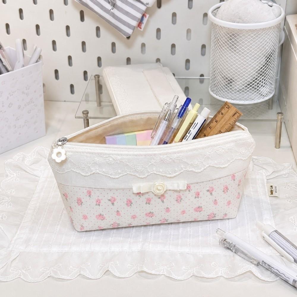 Lace Floral Design Pencil Case Multifunctional Stationery Bag High Quality Pen Bag Students