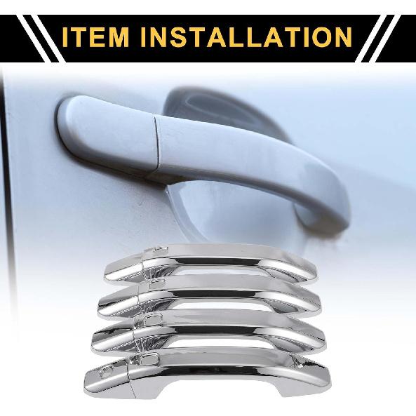 4pcs Exterior Door Handle Cover Car Door Handle Protector for Chevrolet Silverado 1500 2014-2024 Car Door Handle Protector with 4 Keypad ABS Chrome
