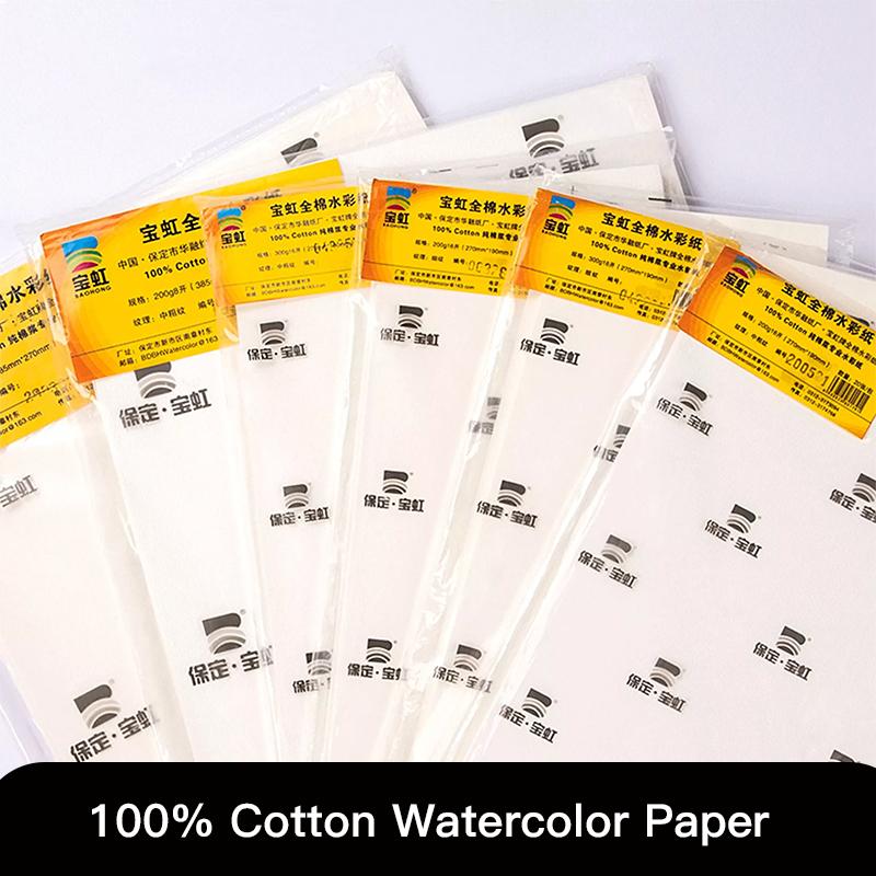 Baohong 20 Stück 100% Baumwolle Künstler Aquarell Zeichenpapier 200/300 g/m² 32K 16K 8K Kunstschulbedarf Aquarela Studentenqualität Papier