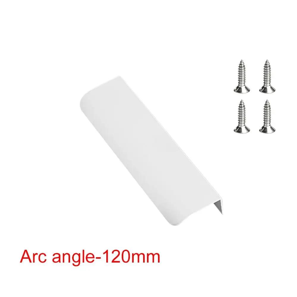 80/120/150/200mm White Hidden Cabinet Handles Aluminum Alloy Kitchen Cupboard Drawer Knobs Long Pull Handle with 16mm Screws