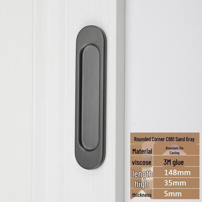 No-Drill Sliding Door Handle for Glass, Cabinet & Kitchen, Gold/Black/Gray Finish