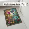 Hummingbirds Floral Theme Soft Crystal Velvet Rug Custom Name & Text Print Non Slip Floor Rug for Bedroom Living Room