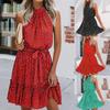Fashion Women Floral  Printed  Strapless Ruffle Bandage Casual  Dress