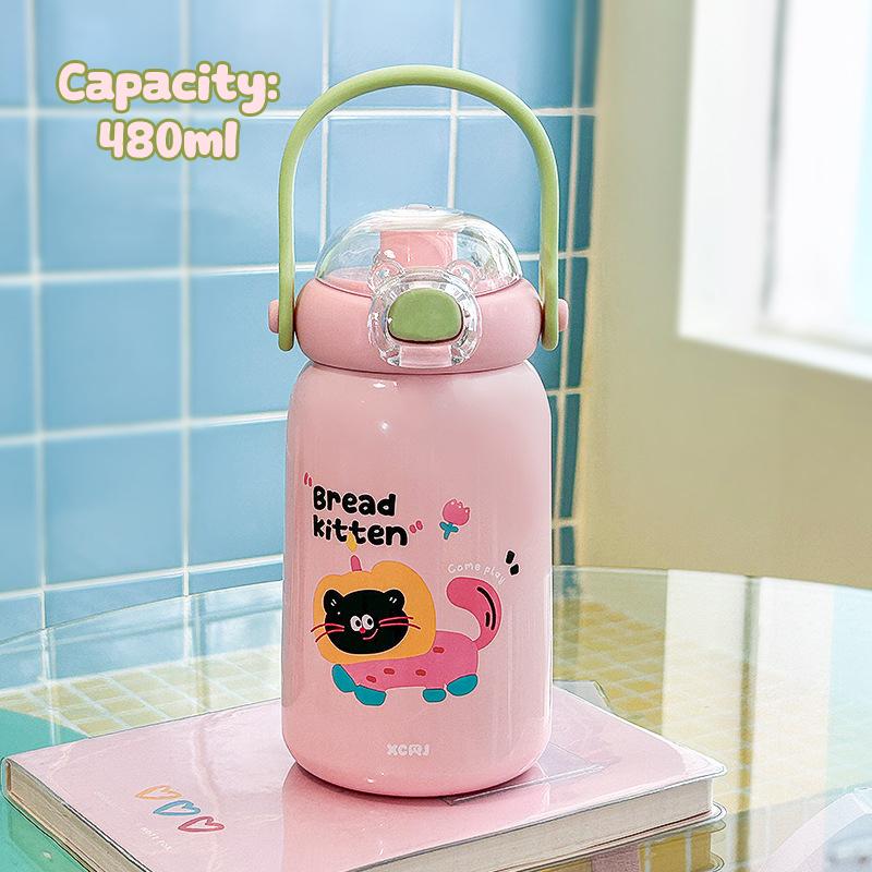 380ml Cartoon Vacuum Cup High-Capacity Straw Cup 316 Stainless Steel Insulated Water Bottle Insulation Or Cooling Thermal Mug