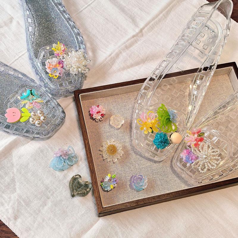 Dopamine  Beaded Jelly Shoes Sandals Accessory Diy Decorative Shoe Flower Slippers Shoe Buckle Accessories