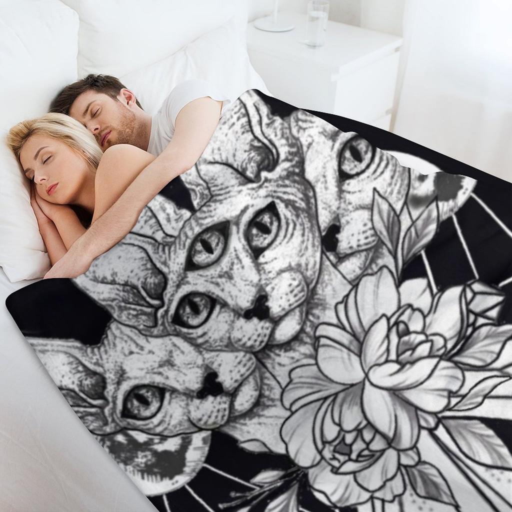 Three Headed Crystal Cat Throw Blanket Thermals For Travel Kid'S Christmas Gifts Luxury Thicken Blankets