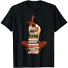 Zwarte Vrouw En Boeken Stapel Afro Meisje Boekenliefhebber T-shirt Katoen Alledaags