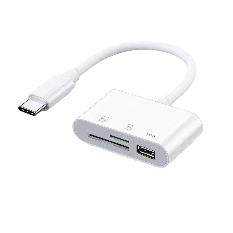 3-in-1 Multifunctional OTG Card Reader - Type-C, TF & SD Card Compatible with Mobile Phones & Computers