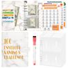 100 Envelope Money Savings Challenge Binder Set A5 PU Leather Students Notebook Marble Budget Binder with Cash Pockets