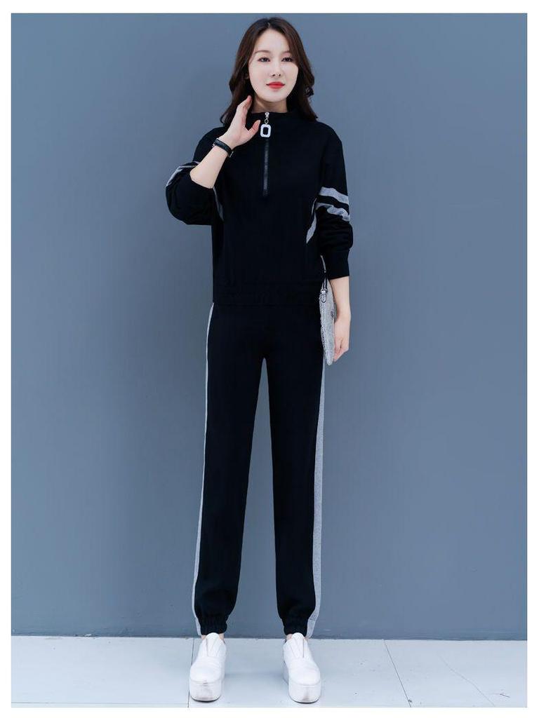 Women's Plus Size Stylish Hoodie Suit: Spring/Autumn Two-Piece Set, Loose & Slimming, Tummy Covering, Perfect for Running & Casual Wear