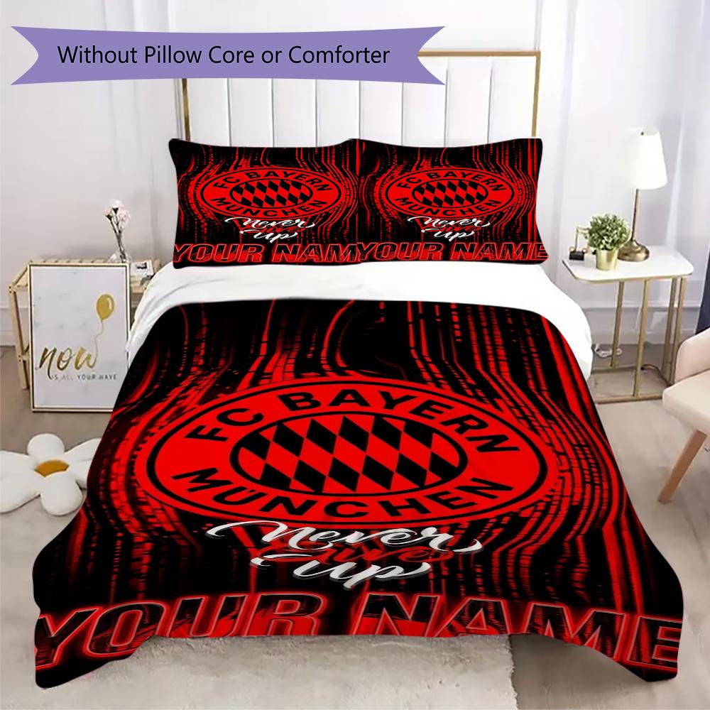 Custom Name Bayern Munich Pattern Bedding uilt Set uilt Cover Pillowcase Home Decoration Birthday Gift (1*duvet cover+2*pillowcase without core)