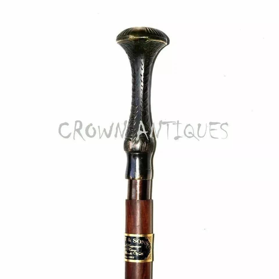 

Designer Brass Antique Victorian Handle Style Vintage Wooden Walking Stick Cane золотой