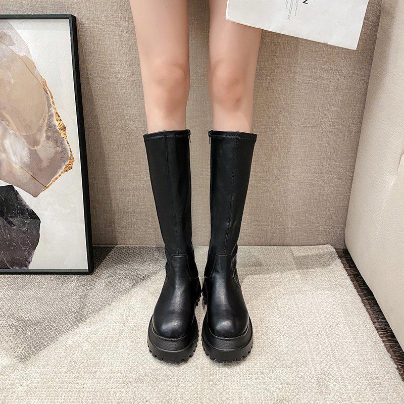 Fashion Autumn Winter Punk Style Woman Knee High Boots Shoes Ladies Platform Thick Bottom Knight Long Botas