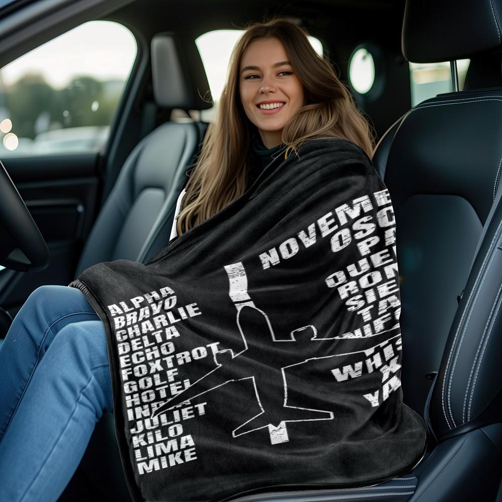 Airplanes and Letter Patterns Flannel Printed Blanket Suitable for All Seasons Suitable for Living Room Office Sofa and Travel