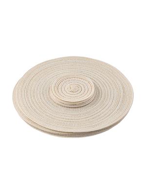 Nordic Style Cotton Yarn Dinner Placemat Round Ramie Woven Cup Mat Heat Insulation Plate Mat Anti-scald Non-Slip Coaster Cup Mat