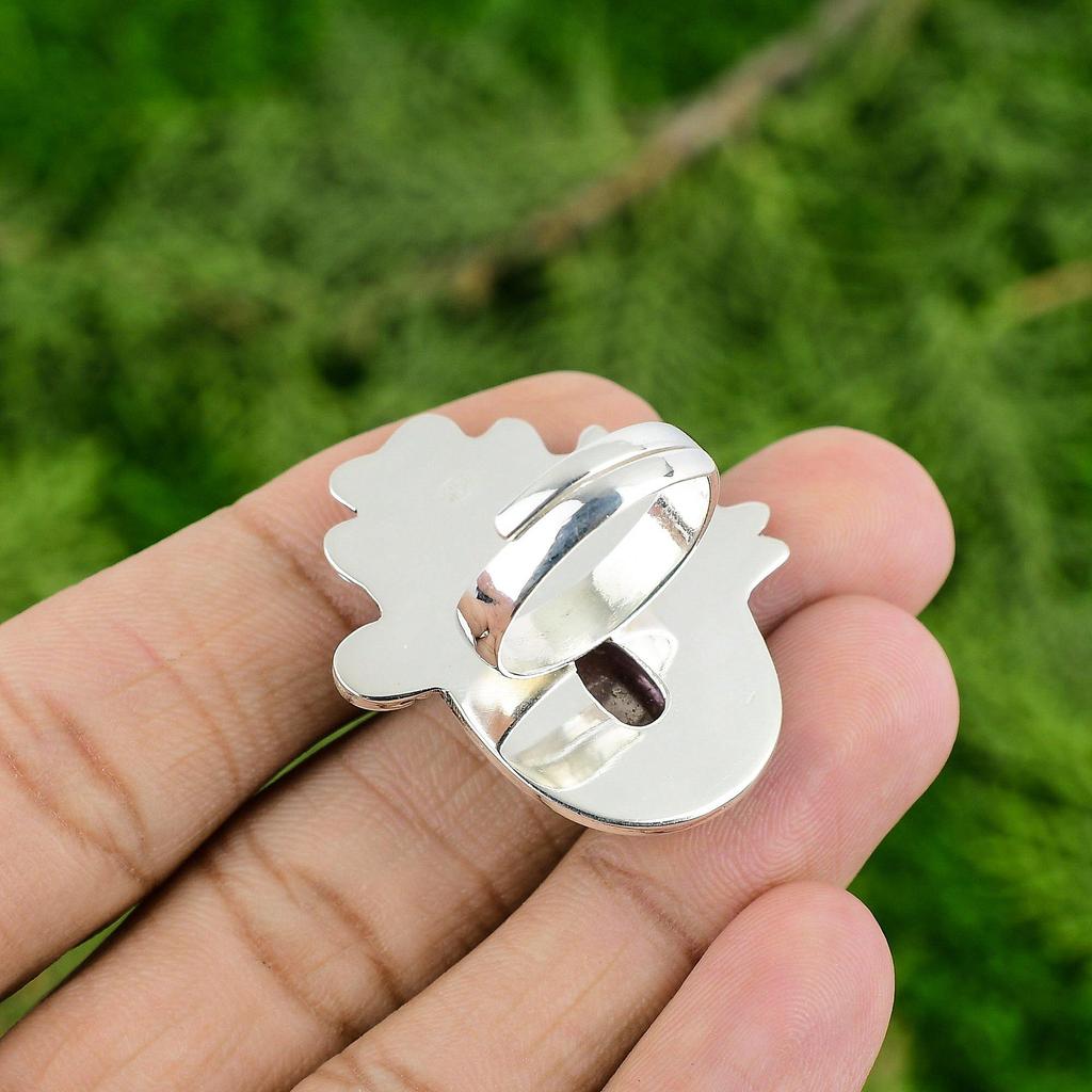 Natural African Amethyst Promise Flower Adjustable Ring 925 Silver For Women