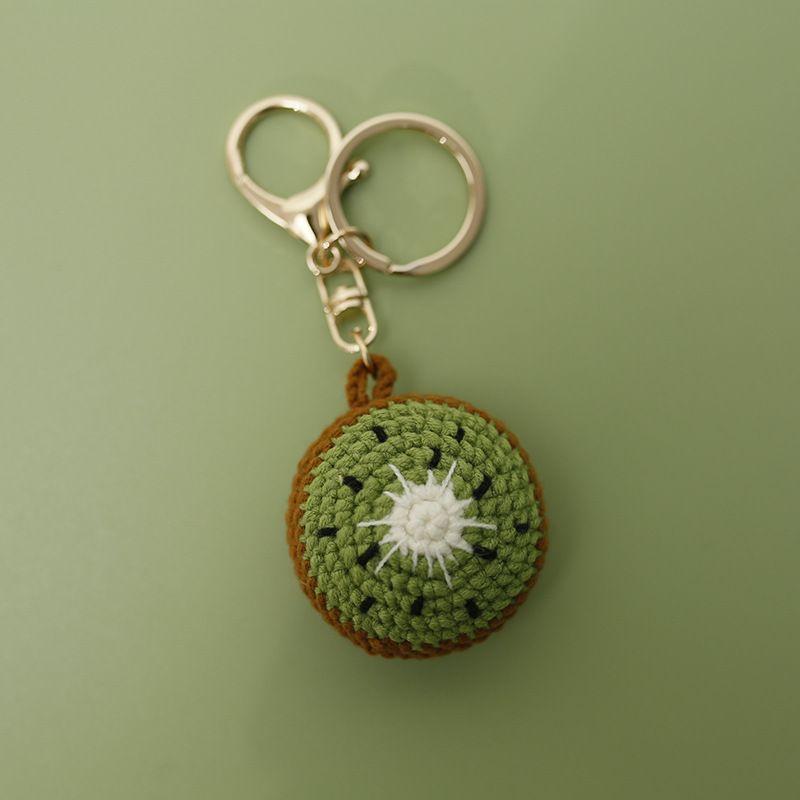 Cute Fruit Series Crochet Keychain Handmaking Knitted Strawberry Keyrings Cute Cherry Keyrings For Bag Pendant Custom Accessory