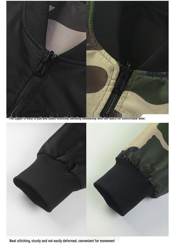 Double-Sided Men's MA-1 Camouflage Flight Jacket - Spring/Autumn Baseball Style Loose Workwear Top