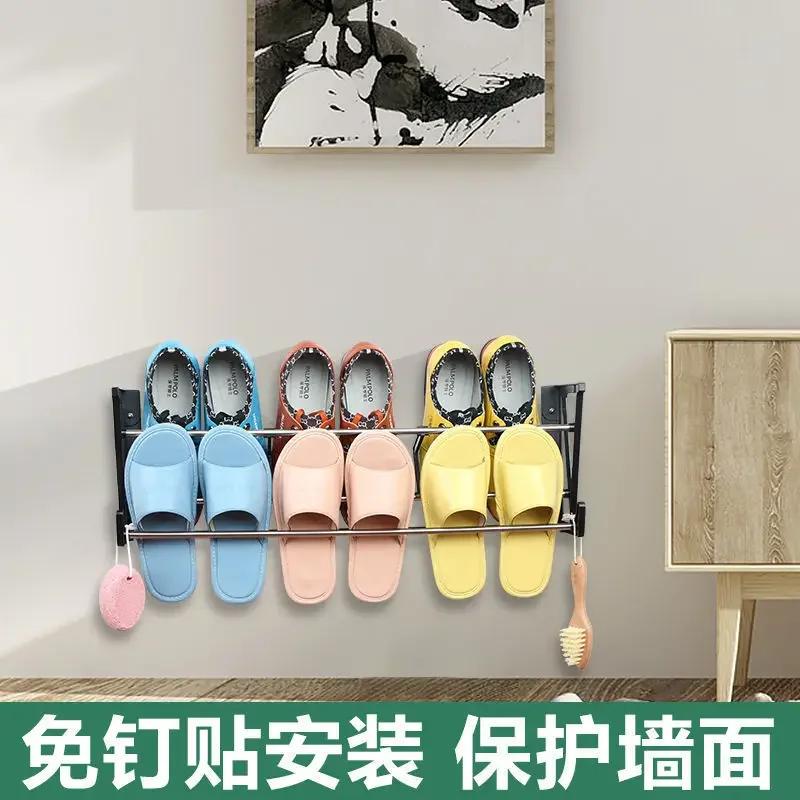 Bathroom Slipper Rack Simple Doorway Dormitory Wall Save Space Behind The Door Storage Rack Wall Mounted Shoes Storage Artifact