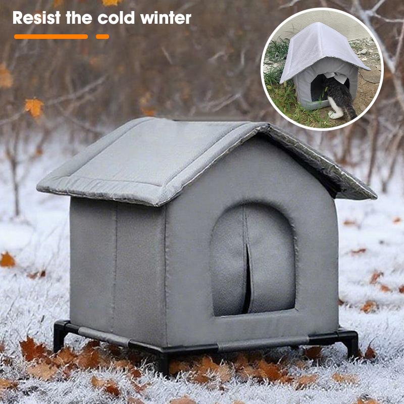 Stray Cat Dog House Waterproof Elevated Kitty Pet House Pad Outdoor Winter Warm Pet Cave Washable Weatherproof Cat Shelter