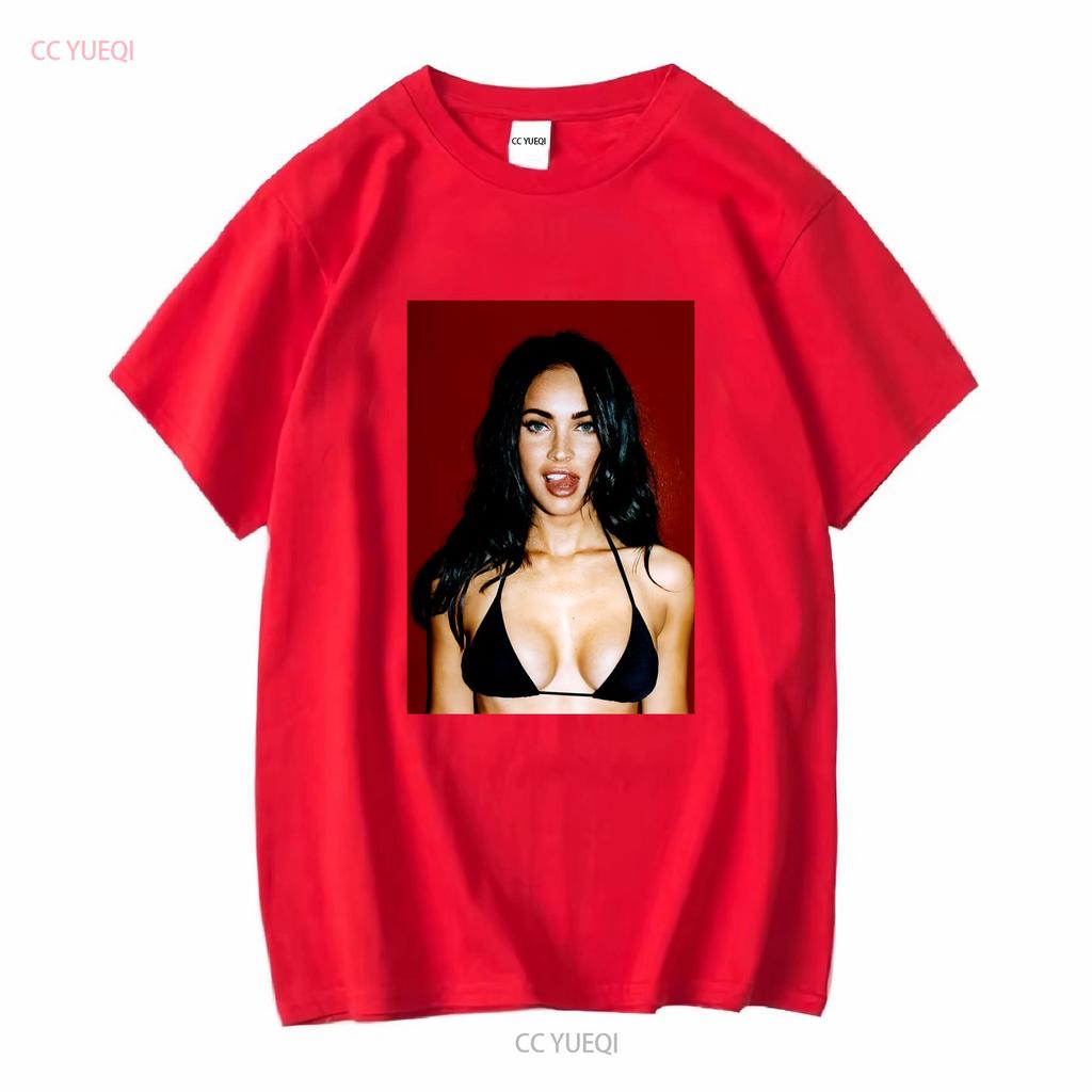 Megan Fox T Shirt Long or Short Sleeves Vintage Washed Casual Graphic Top For Everyday Wear Versatile Stylish Streetwear Homme