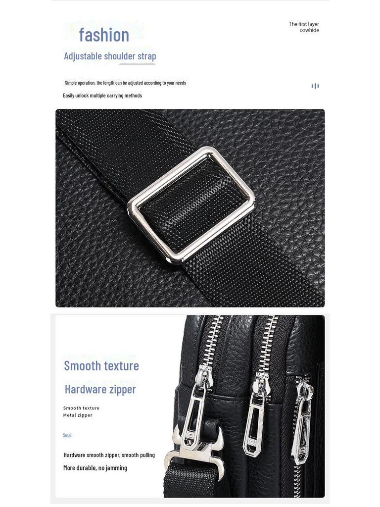 Men's High-End Genuine Leather Messenger Bag - Large Capacity, First Layer Cowhide Shoulder Bag