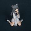 Nachoneko Seated Anime Cat Girl Figure Cute Cat Ear Gray Hair Eating Fish PVC Collectible Figure Desktop Ornament For Anime Fans