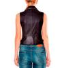 Waistcoat Lambskin Black & White Stylish Party Women Leather Vest Coat Zipper