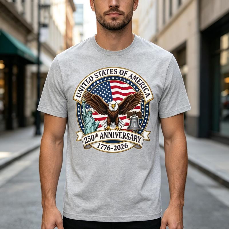 USA 250th Anniversary 17762026 T Shirt Retro American Flag Eagle Graphic Tee Unisex Unisex Soft Cotton Crew Neck Short Sleeve