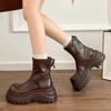Mid Heels Women Ankle Platform Fashion Leather Winter Chelsea Boots New Trend Short Motorcycle Mujer Botas