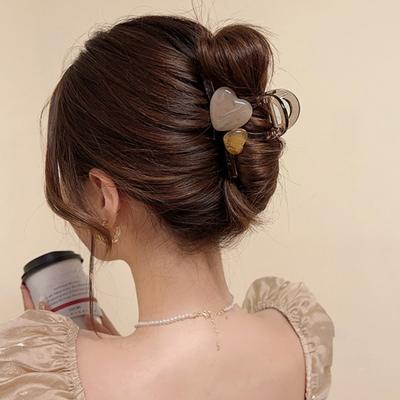 Haarkralle Klare Gelee-Textur Doppelherz-Design Mittlere Größe Haarspange Stabiler Halt Hinterkopf Haarkralle Haaraccessoires