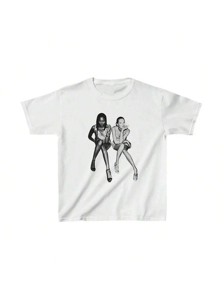 Y2K Aesthetics Summer Tops Hip HopE-Girl Graphics Crop Tops Vintage Punk Gothic Tee Streetwear Short Sleeve T-Shirt
