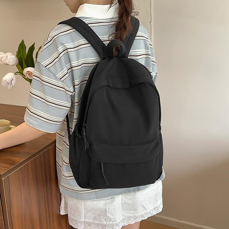Solid Color Backpack Large Capacity Student School Bag College Style Backpack