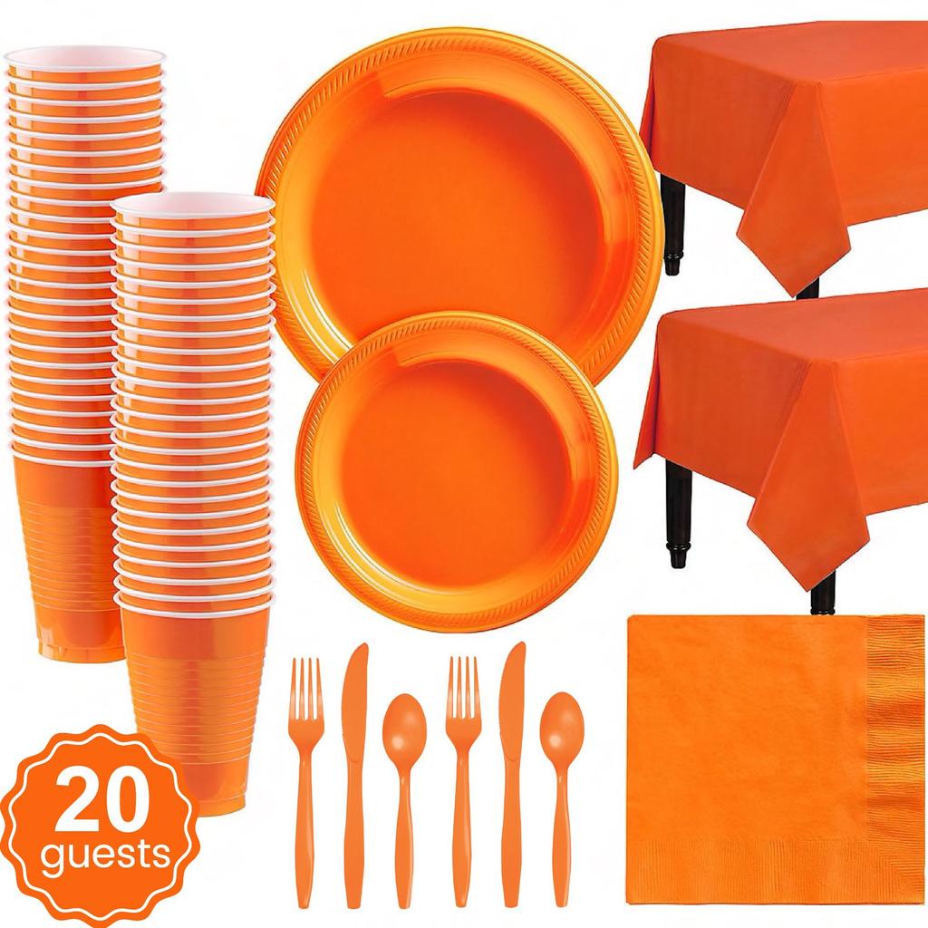 NICE PARTY Monochrome Party Set Disposable Plastic Plate Cup Birthday Party Decoration for 20 People