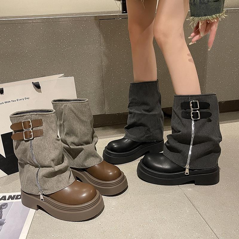 Small retro British style thick-soled high-top Martin boots women's 2025 new autumn and winter thin explosive short boots