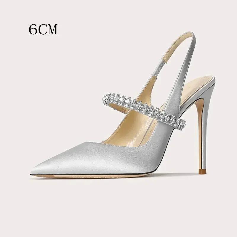 

Fashion Women s Diamond Bao Head Sandals 2025 New Thin Heel Pointed Sheepskin Leather High Heels Women s Wedding Shoes Size 34-45 34