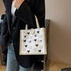 Bolsa de linho com zíper e botão Bolsa feminina Bolsa de compras de grande capacidade Bolsa de presente Organizador de praia Bolsa de compras portátil para almoço