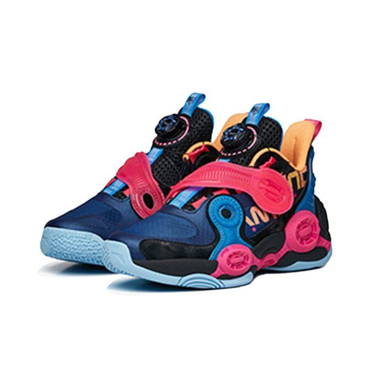 Anta Kids Irregular 2 Mid Basketball Shoes Kids Basketball Shoes Black Blue Pink 312231115-10