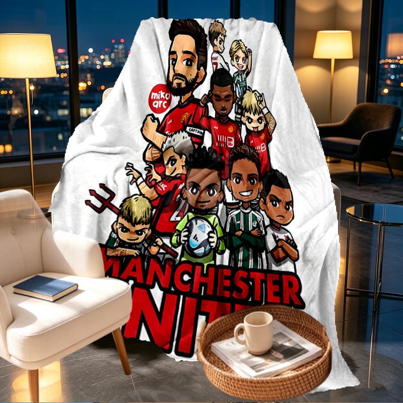 Manchester United F.C. Decke mit Aufdruck - Weich & Bequem, für Schlafzimmer, Reise, Sofa, Heimdekoration - Geburtstags-Weihnachtsgeschenk für Freunde