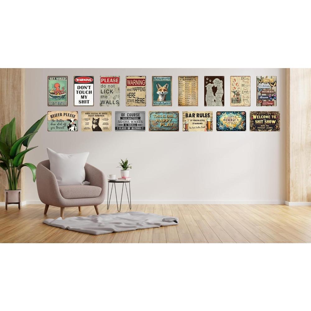 Funny Retro Metal Tin Sign - "Please Do Not Lick The Walls" Bathroom Wall Art, Vintage Home Living Room Man Cave Decor