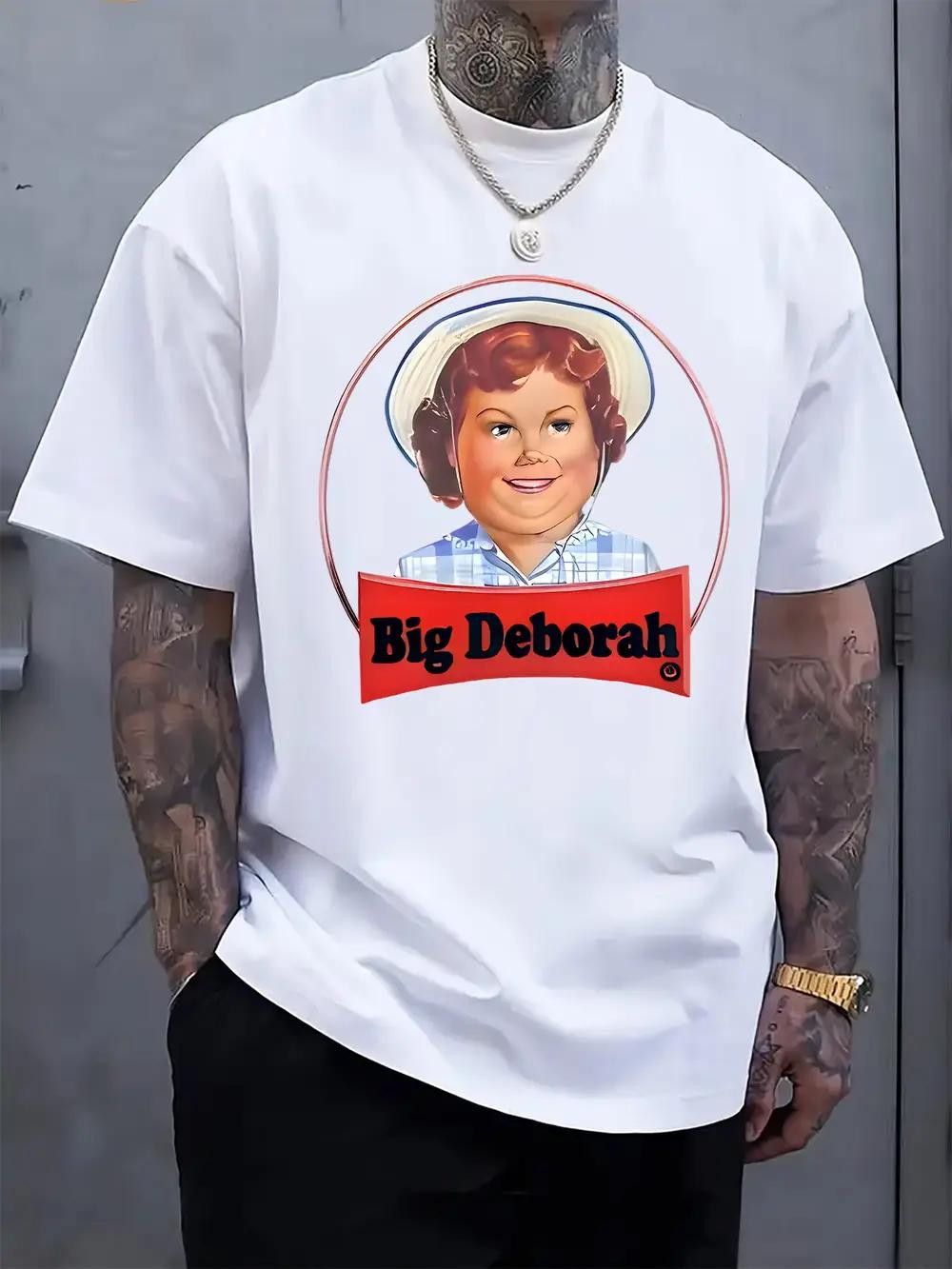 

Round Neck Short Sleeve T-shirt Featuring a Large Deborah Character Print S