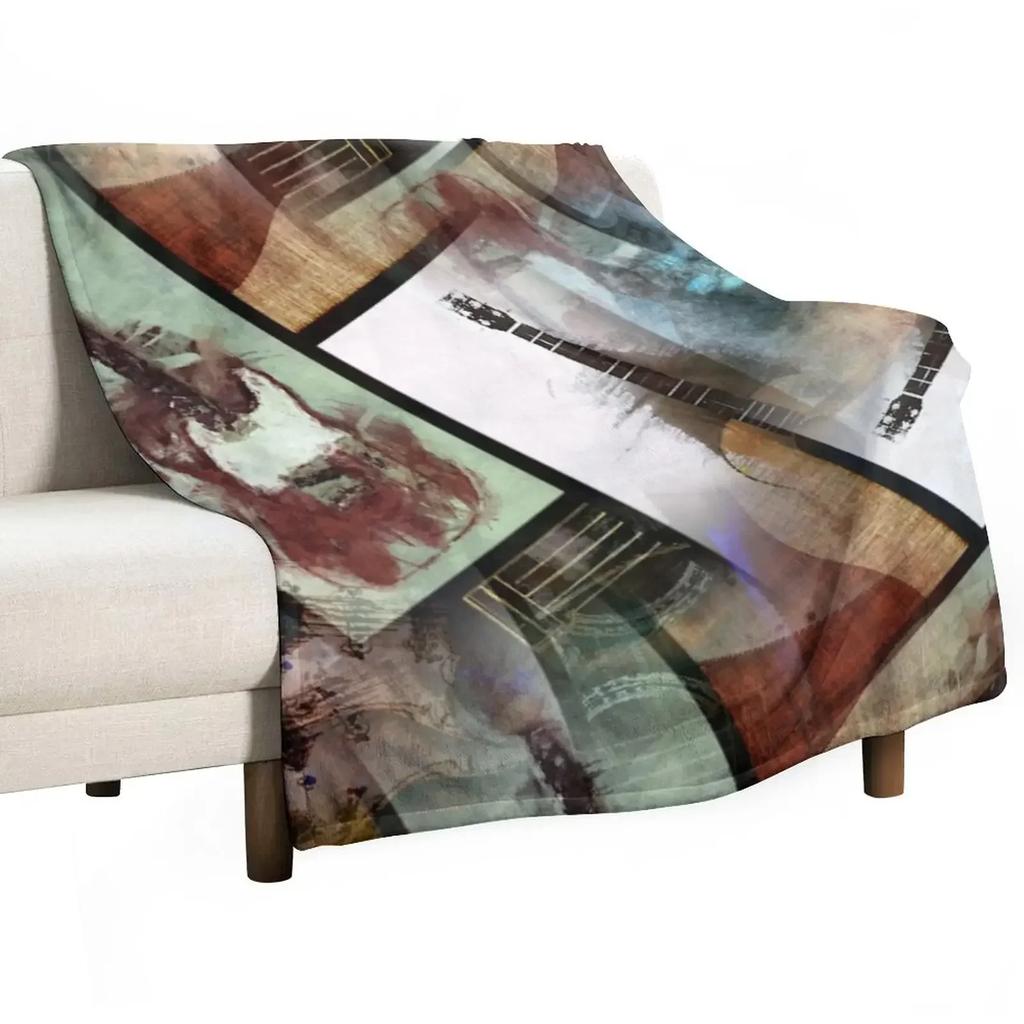 6-Stringed Collage Throw Blanket Flannel Fabric halloween For Sofa Thin Luxury Bed sofa bed Blankets