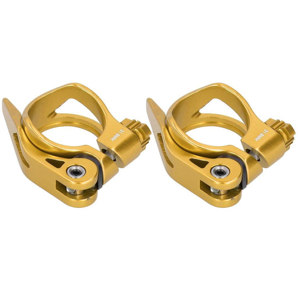 2pcs C73 Aluminium Alloy 31.8MM Mountain Bike Quick Release Seatpost Clip Bicycle Tube ClampGold